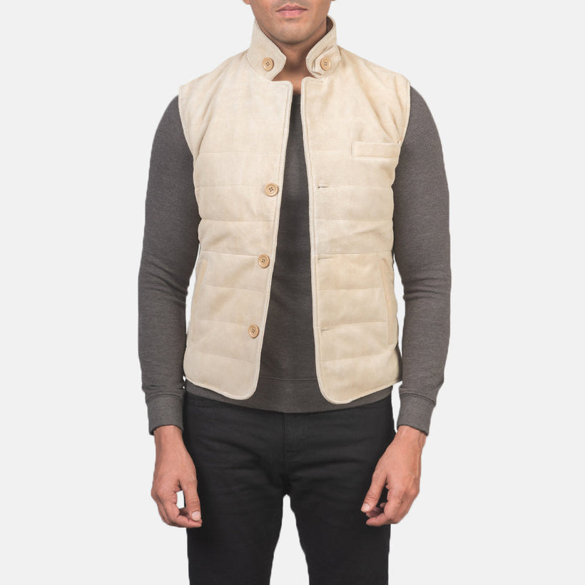 Tony Off-White Suede Vest для Мужчин