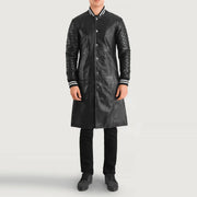 
Wilde Черный Leather Varsity Кожаное пальто для Мужчин in Black Sheepskin Leather - Вид спереди и приталенный силуэт | Купить в официальном онлайн-магазине