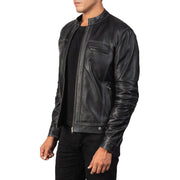 
Black Goatskin Snuffed Biker Jacket - Вид сзади, подчеркивающий посадку по плечам и ровный край
