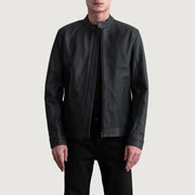 
Zen Matte Черный Кожаная куртка-косуха для Мужчин in Matte Black Cowhide Leather - Вид спереди и приталенный силуэт | Купить в официальном онлайн-магазине